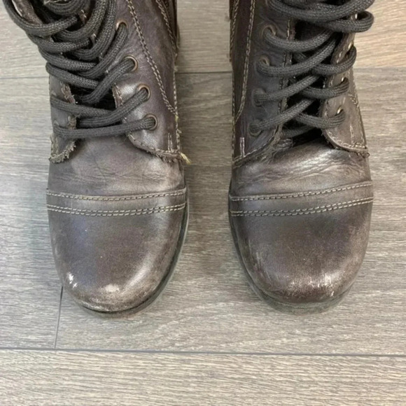 Aldo Women's Combat Moto Biker Boots Army Utility Brown Buckles Zipper Size 5 - Picture 6 of 14